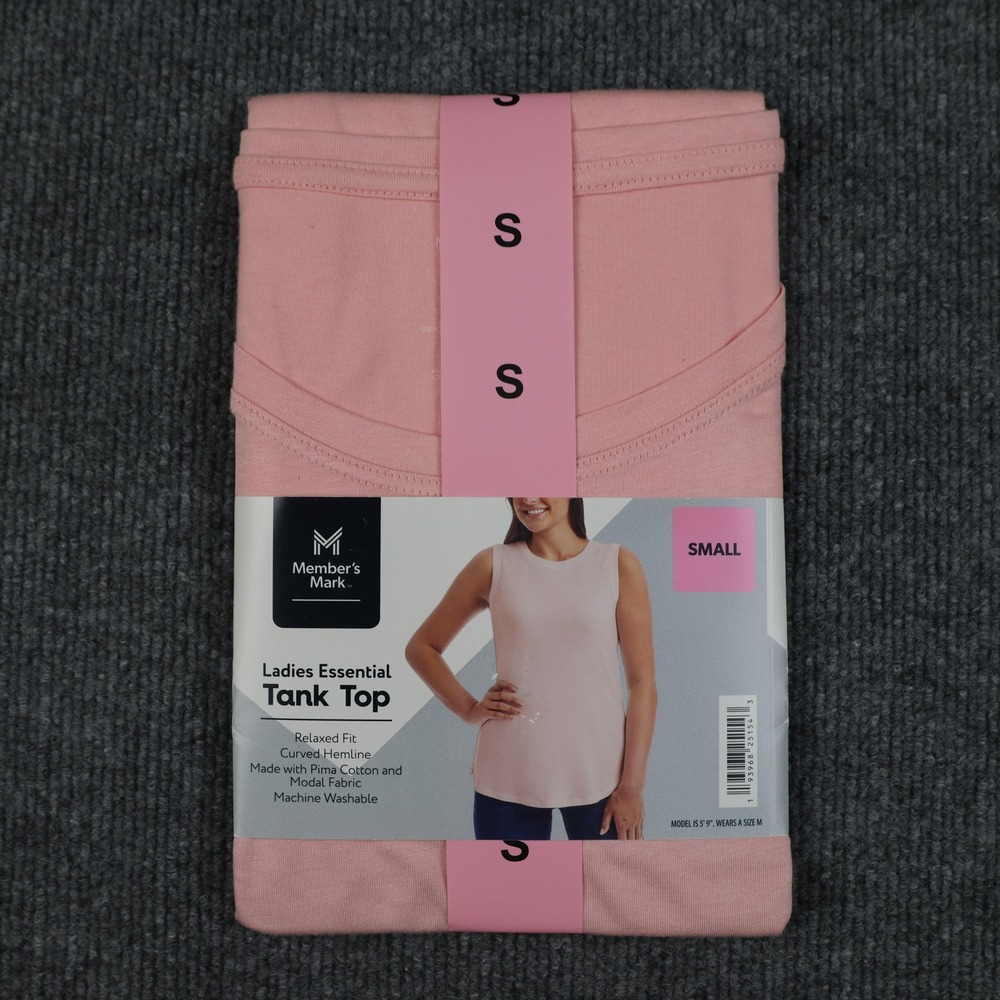 Member's Mark Tank Top Womens Small Pink Ladies Essential Relaxed Fit Pima Modal